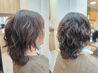 ミディアム パーマ 野村 果音(カノン)のヘアスタイル