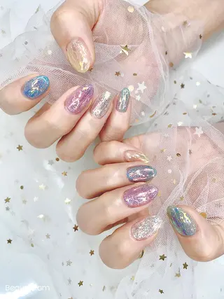 ネイル I-nailロング /ワンホン/キラキラのネイルデザイン