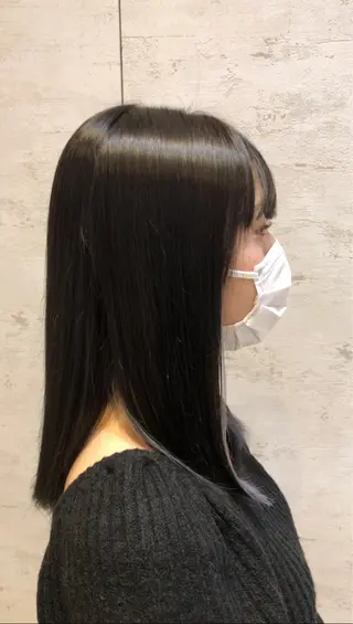 ミディアム ブリーチなしダブル カラー縮毛矯正 下野のヘアスタイル