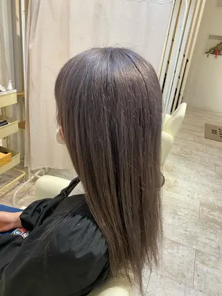 ロング カラー 酸性ストレート/ブリ ーチなしWカラー河本のヘアスタイル