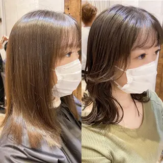 セミロング カラー 韓国風ヘア✻透明感 カラー✻yukaのヘアスタイル