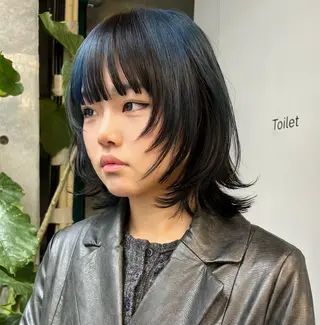 ミディアム カラー ハッシュカット カシマハヤトのヘアスタイル