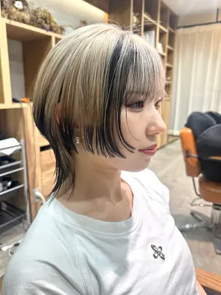 ミディアム カラー 大久保 優香のヘアスタイル