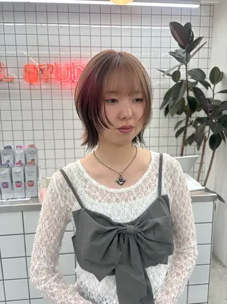 ミディアム カラー ヘアアレンジ 夕羽夢🍓矢場/ JILLSTUDIOのヘアスタイル