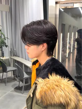 ミディアム パーマ メンズ 💈原宿指名No.1 センターパート💈のヘアスタイル
