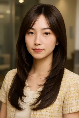 セミロング 頭から整える美容師 松田のヘアスタイル