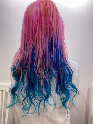 ロング カラー ハイライト/ブリーチ バレイヤージュ関佳祐のヘアスタイル