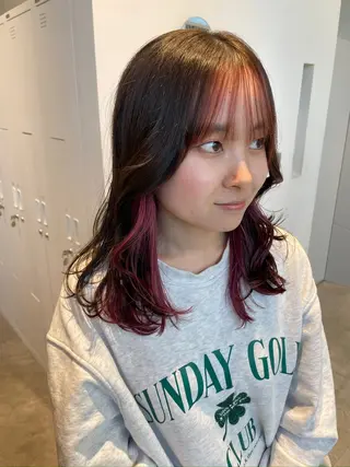セミロング カラー 抜け感ボブ×パーマ ｜kazaneのヘアスタイル