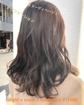 ミディアム カラー パーマ ヘアアレンジ 【白髪ぼかし 専門GBG】自由が丘のヘアスタイル