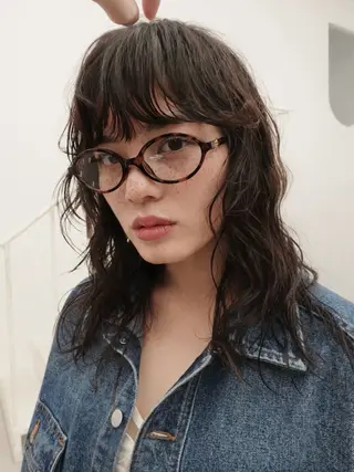 ミディアム パーマ 似合わせカット ケアパーマ喜来雅由のヘアスタイル