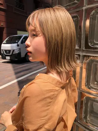 ミディアム 結べるレイヤーボブ くびれLady表参道のヘアスタイル