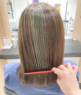 ミディアム カラー スキバサミを使わない カット🌼唯🌼のヘアスタイル