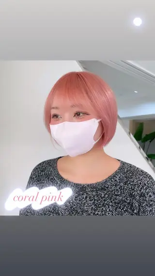 ショート カラー ピンクカラー🎀/ ミルクティー🍼花音のヘアスタイル