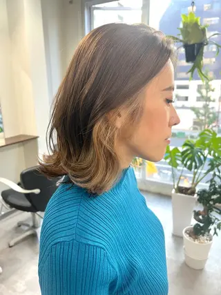 ミディアム 髪質改善/透明感 プライベートサロンのヘアスタイル