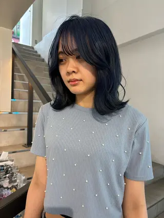 ミディアム ハイトーン/レイヤー nail 百咲💌のヘアスタイル