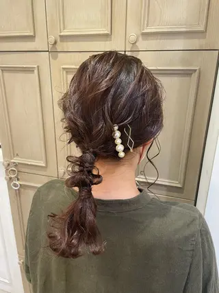 セミロング ヘアアレンジ シールエクステ横浜 🐏☁️miminaのヘアスタイル