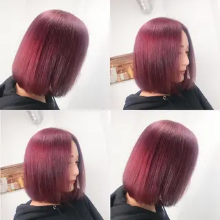 ミディアム カラー ヘアアレンジ TAKUMAブリーチ /切りっぱなし🪽のヘアスタイル