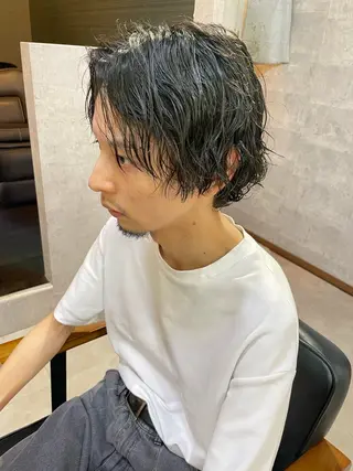 ミディアム パーマ メンズ メンズパーマ特化 勝毛広貴のヘアスタイル