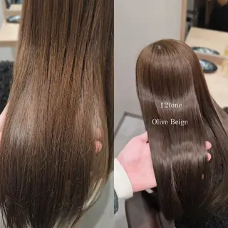 セミロング カラー 縮毛矯正をしている人 のためのカラーのヘアスタイル