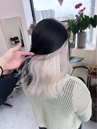 ミディアム カラー ヘアアレンジ TAKUMAブリーチ /切りっぱなし🪽のヘアスタイル