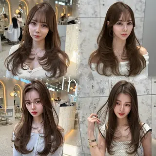 セミロング カラー 新宿/韓国風レイヤー 髪質改善/渋谷直樹のヘアスタイル