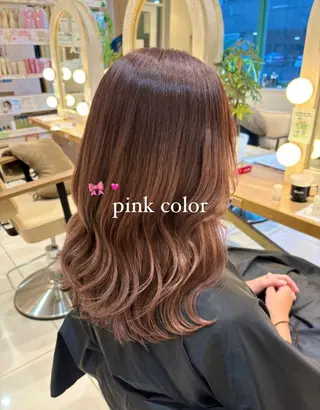 ミディアム カラー ブリーチなしカラー/ 暖色カラー/艶カラーのヘアスタイル