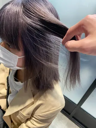 ミディアム カラー 前髪顔周りカット 沼田　拓斗のヘアスタイル