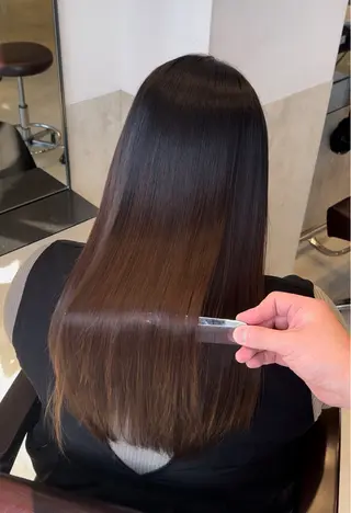 ロング 縮毛矯正クロスパーマ 益子達也のヘアスタイル