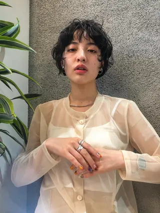 ミディアム カラー パーマ ヘアアレンジ 早瀬裕之 パーマのヘアスタイル