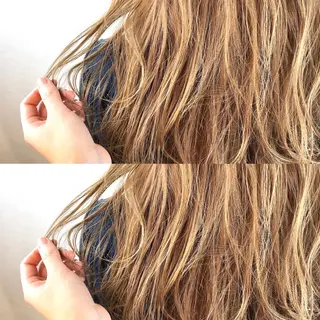 セミロング カラー 韓国レイヤーカット/ ダブルカラーのヘアスタイル