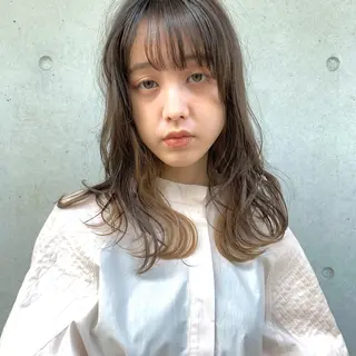 セミロング パーマ 舟山 瑛太郎のヘアスタイル