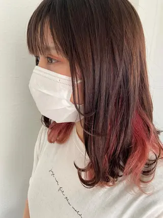 ミディアム カラー パーマ ヘアアレンジ メンズ ネイル マツエク・マツパ 久木原 ゆりのヘアスタイル
