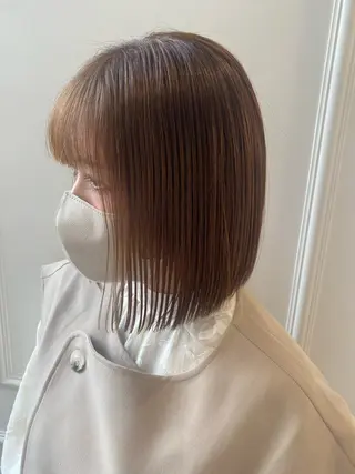 ミディアム カラー 小顔レイヤー/ ベージュ🤍Rieのヘアスタイル