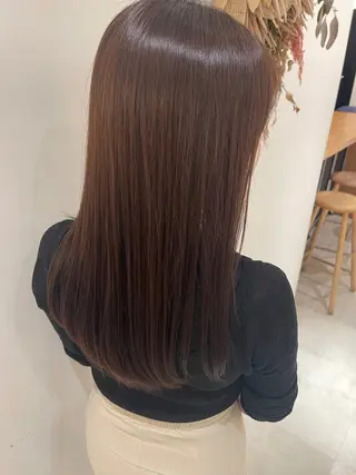 セミロング 縮毛矯正クロスパーマ 益子達也のヘアスタイル