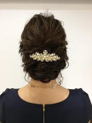 ロング カラー パーマ ヘアアレンジ ハイトーン Arphyのヘアスタイル
