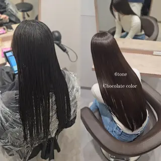 ロング カラー 縮毛矯正をしている人 のためのカラーのヘアスタイル