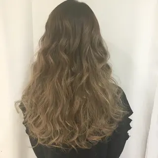 ロング カラー パーマ ヘアアレンジ きむえり/髪質改善 /うねり広がり改善のヘアスタイル