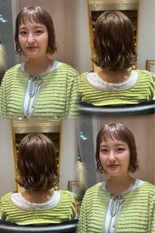 ショート 大人可愛い♡コテ巻き パーマ🌼杉田 萌恵のヘアスタイル
