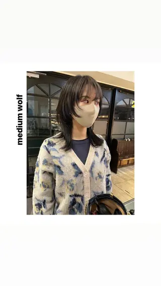 ミディアム カラー パーマ ヘアアレンジ メンズ キッズ ネイル マツエク・マツパ アイブロウ hiro【沿線で叶う 似合わせhair】のヘアスタイル