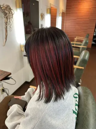 ミディアム カラー 💜推しインナー カラー/菊池柊真💜のヘアスタイル
