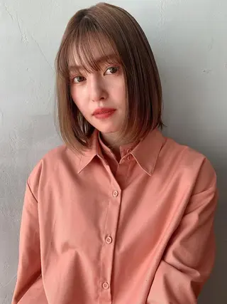 ミディアム 小顔レイヤー×コンパ クトボブ/林隆平のヘアスタイル