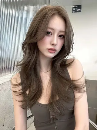セミロング カラー 似合わせカットカラー りおなのヘアスタイル