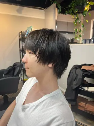 ミディアム メンズ 艶カラー/ツイスパ/ 無造作パーマ　久保のヘアスタイル