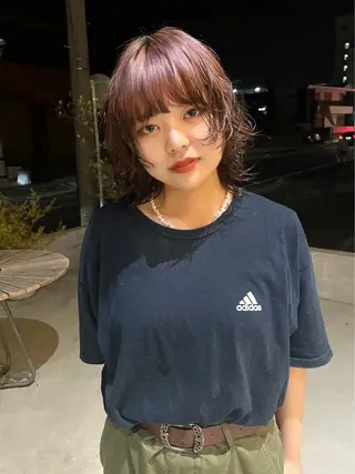ミディアム パーマ 網谷 萌夏のヘアスタイル