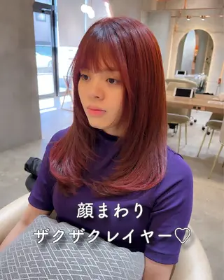 セミロング ハッシュカット/韓国 レイヤー/カハナのヘアスタイル