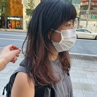 セミロング かねやす ゆなのヘアスタイル