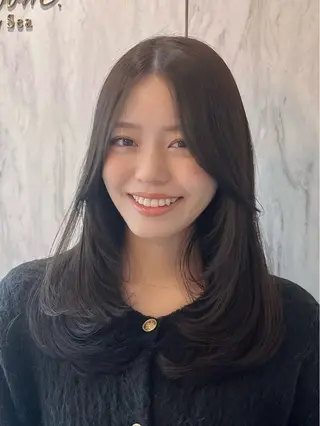 セミロング カラー パーマ ヘアアレンジ メンズ キッズ 新宿/小顔レイヤー/ 顔まわり/西慶太朗のヘアスタイル