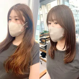 セミロング カラー パーマ ヘアアレンジ メンズ キッズ 骨格レイヤーカット 🌿美髪縮毛矯正のヘアスタイル