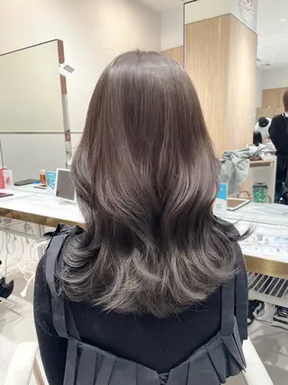 セミロング カラー ヘアアレンジ 🤎小顔レイヤー /ベージュ🤎友香のヘアスタイル