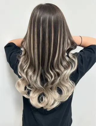 セミロング カラー ヘアアレンジ NANOHA エクステ・ヘアセットのヘアスタイル